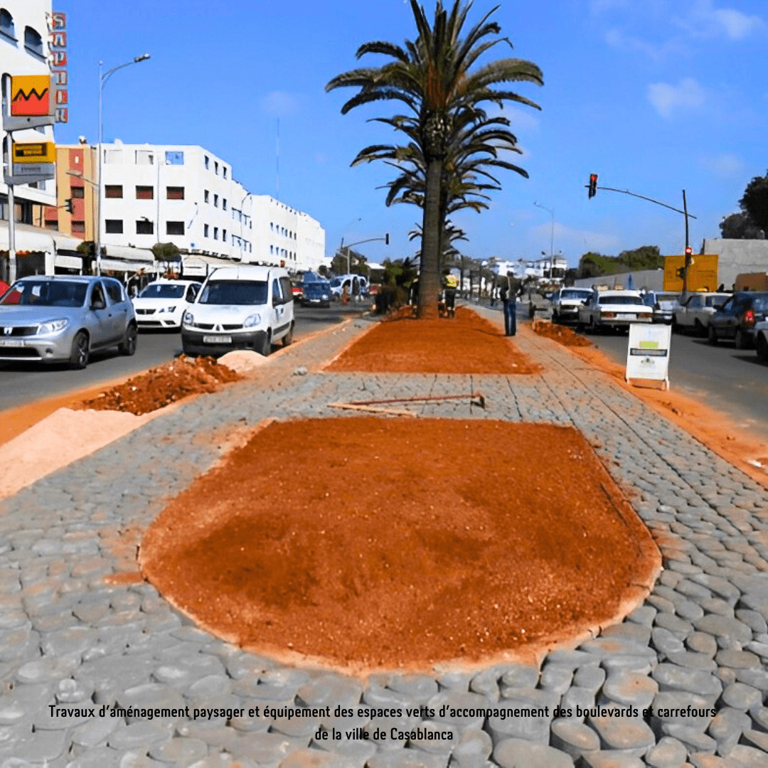 Travaux d’aménagement paysager et équipement des espaces verts d’accompagnement des boulevards et carrefours de la ville de Casablanca
